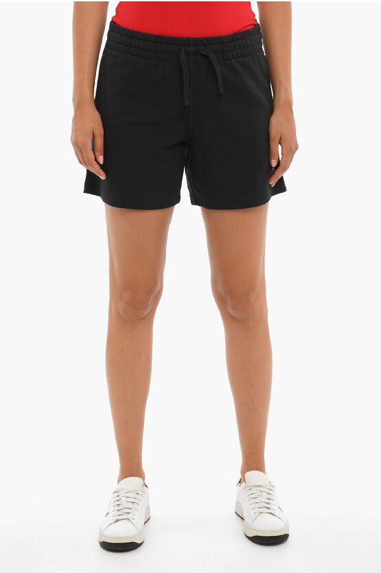 New Balance Embroidered Logo Brushed Cotton Shorts In Black
