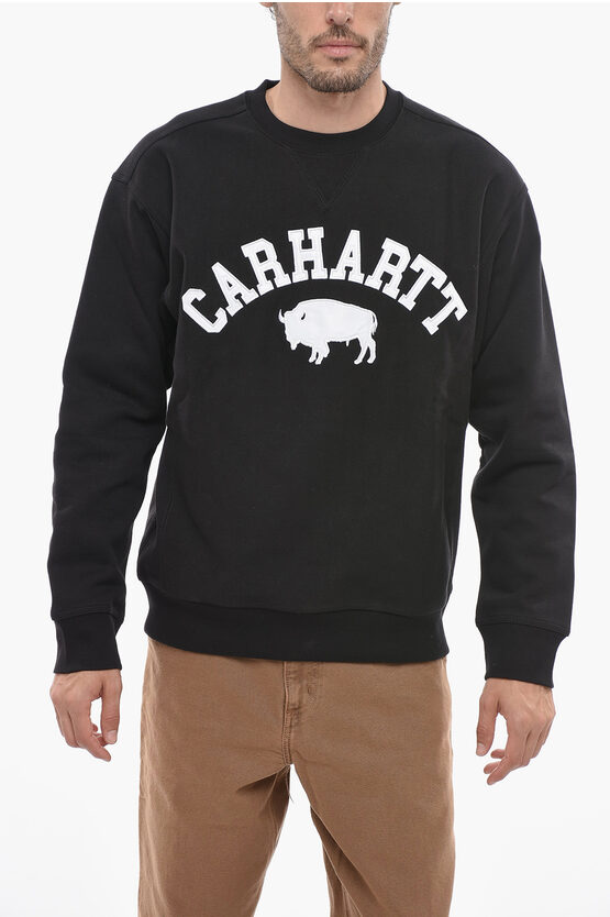 Carhartt Logo-print Crew Neck Sweatshirt In Schwarz