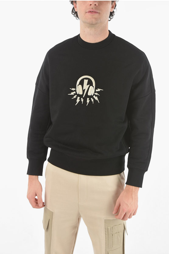 Neil Barrett Embroidered Logo D.j. Bolt Baggy Sweatshirt In Black