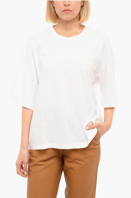 Forte Forte Embroidered Logo Drop Shoulder Fit T-shirt In White