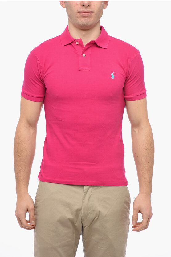 Polo Ralph Lauren Embroidered Logo Slim Fit Polo In Pink