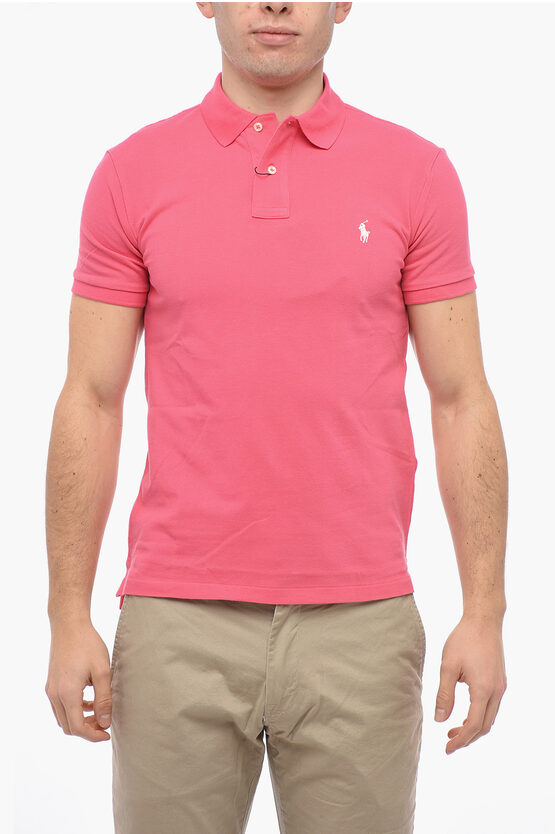 Polo Ralph Lauren Embroidered Logo Slim Fit Polo In Pink