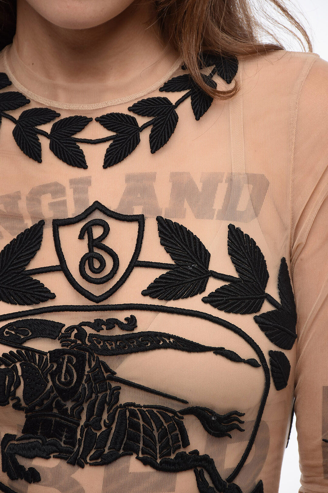 Burberry Embroidered Mesh Bodysuit with Back Zip women Glamood Outlet