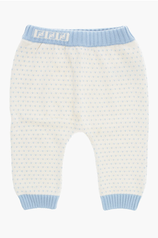 Fendi Babies' Embroidered Trousers With Elastic Waistband In White