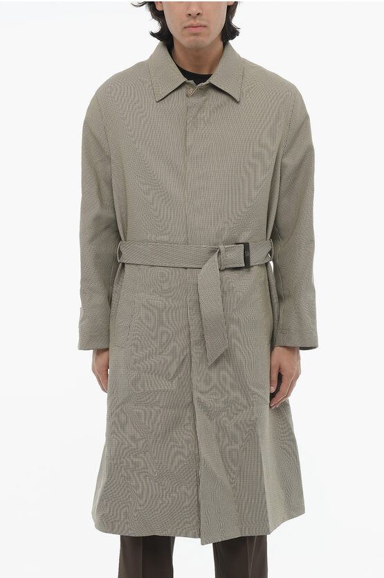 Neil Barrett Embroidered Rainmac Coat With Belt In Brown