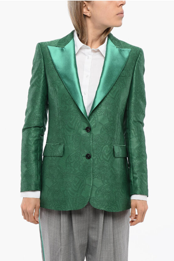 John Richmond Embroidered Ranbu Blazer With Peak Lapel In Green