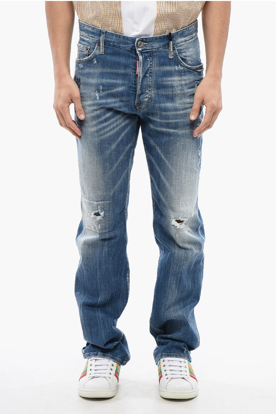 Shop Dsquared2 Embroidered Roadie Slim Fit Jeans With Distressed Effect