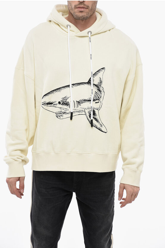 Shop Palm Angels Embroidered Shark Hoodie Sweatshirt