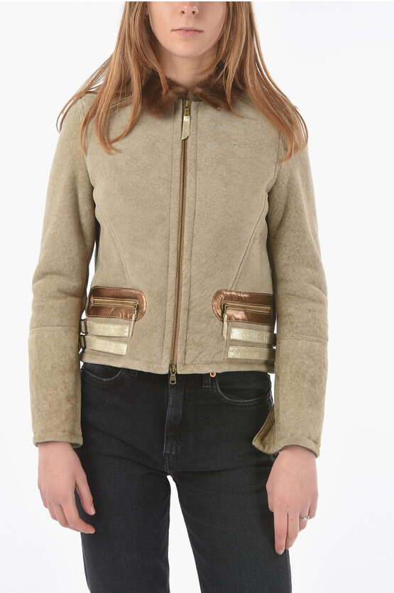 History Repeats Embroidered Shearling Jacket In Green