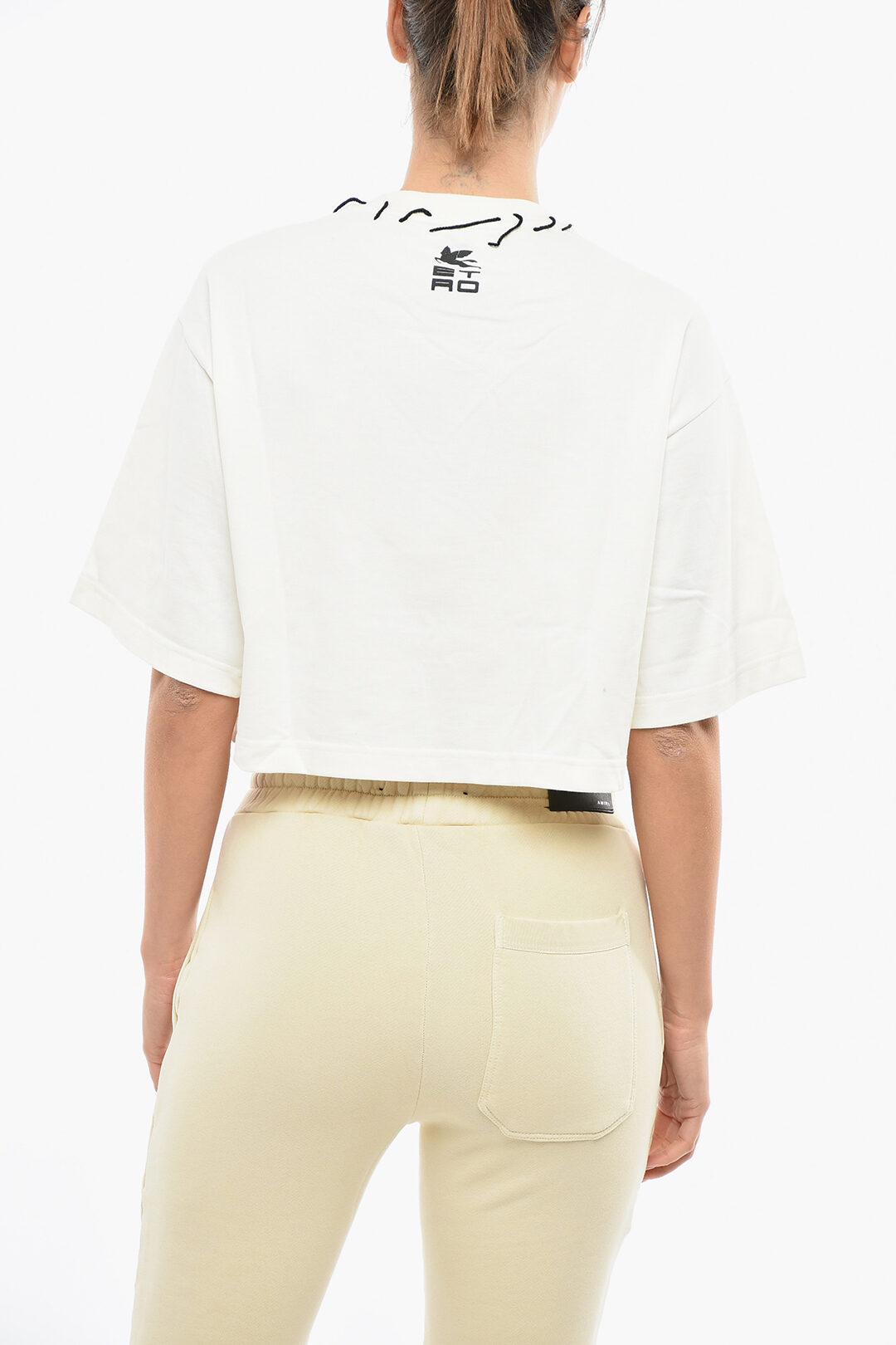 Etro Embroidered Short Sleeved Cropped T-shirt women