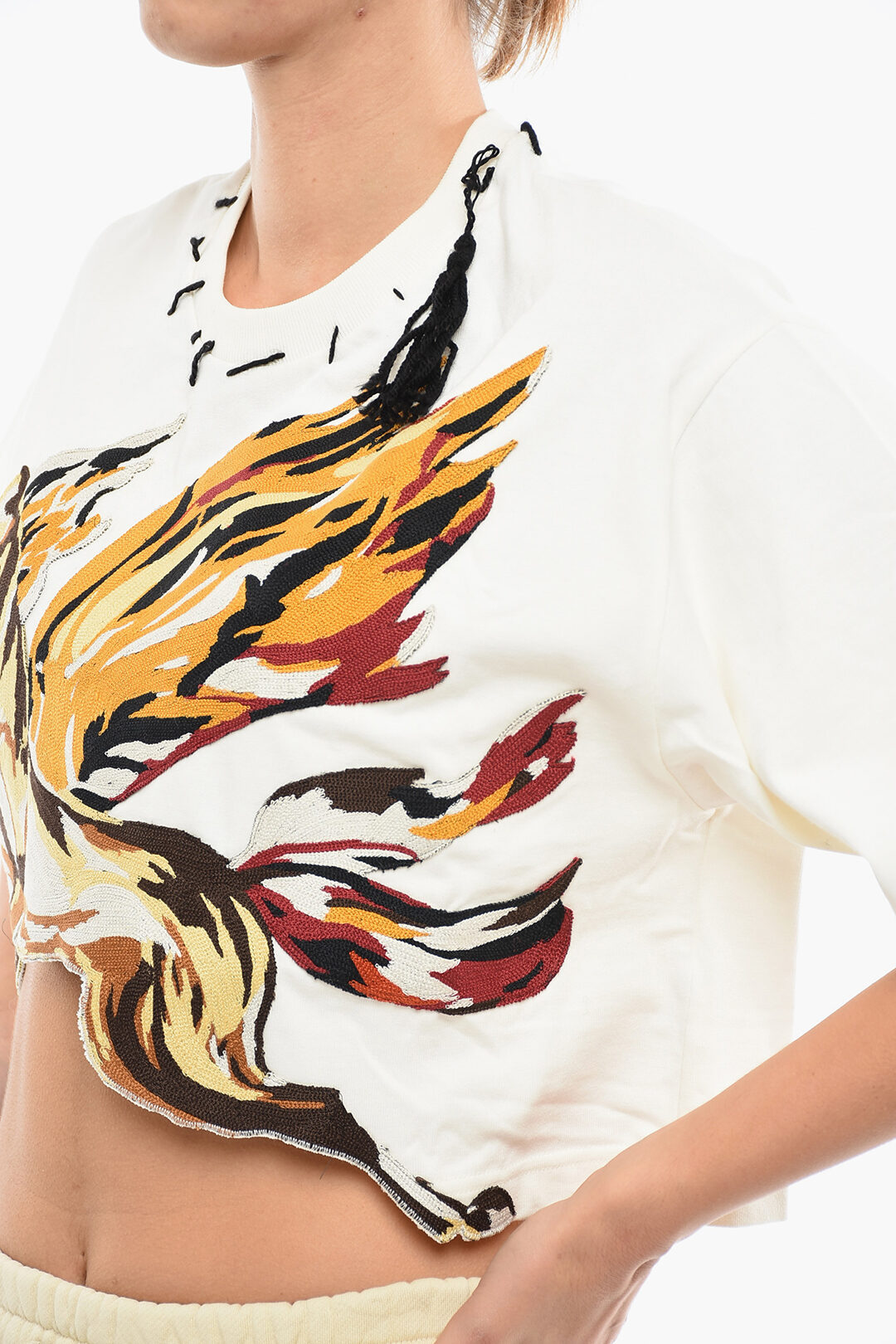 Etro Embroidered Short Sleeved Cropped T-shirt women