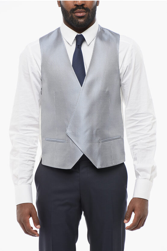 Corneliani Embroidered Silk Double Breasted Vest With Jetted Pockets Grösse 50