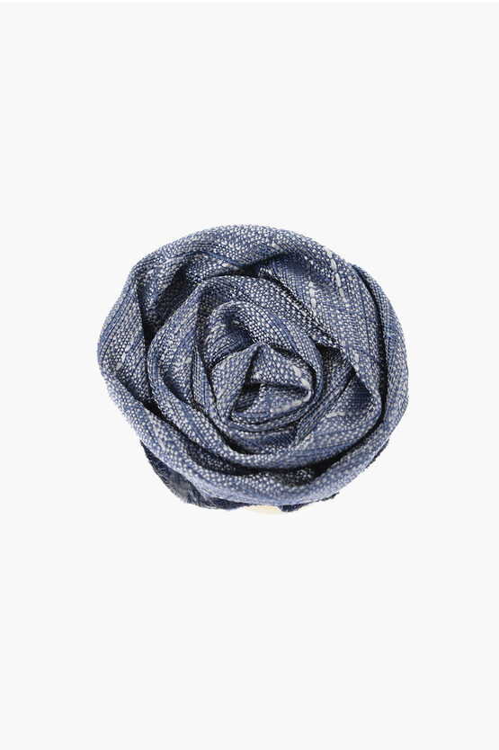 Corneliani Embroidered Silk Lapel Brooch