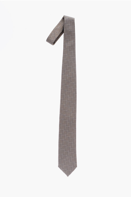 Shop Corneliani Embroidered Silk Tie