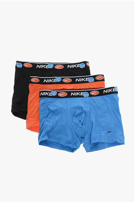 Nike Embroidered Solid Color 3 Pairs Of Boxers Set In Blue