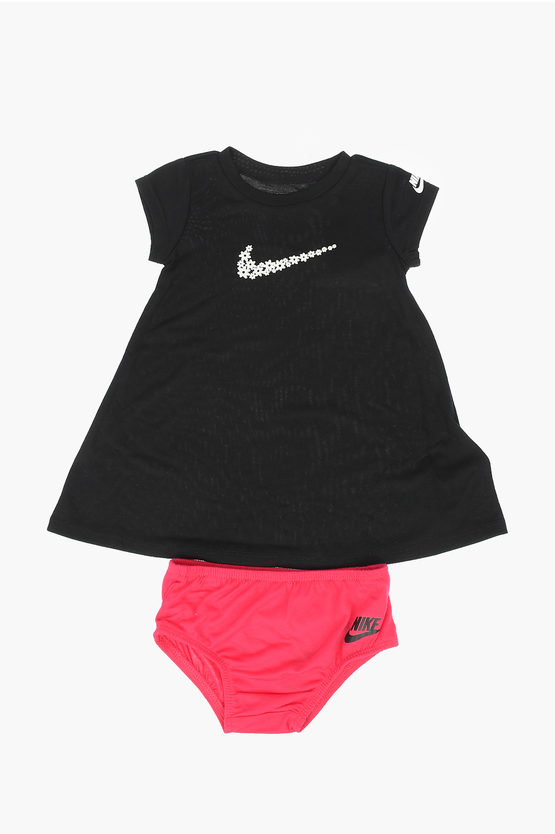 Nike Kids' Embroidered T-shirt Dress In Black