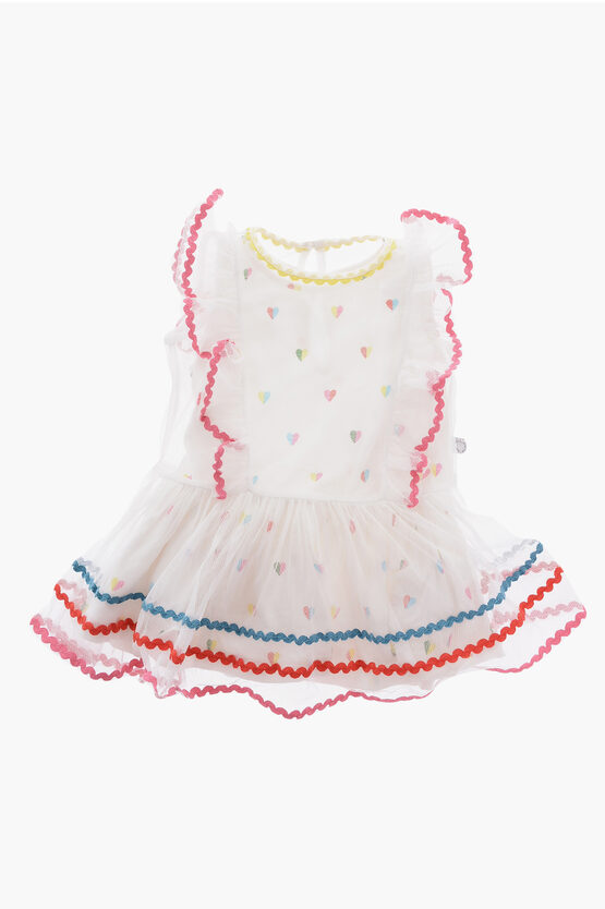 Stella Mccartney Embroidered Tulle Cotton Dress With Shorts In Multi
