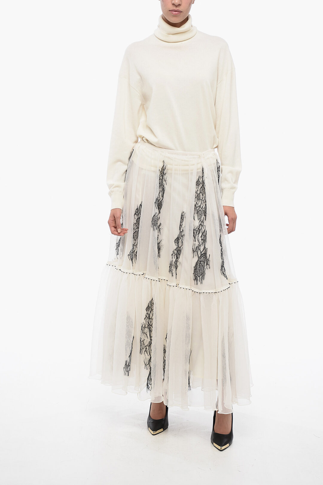Dior Embroidered Tulle Skirt with Inner Petticoat women Dior Embroidered Tulle Skirt with Inner Petticoat women