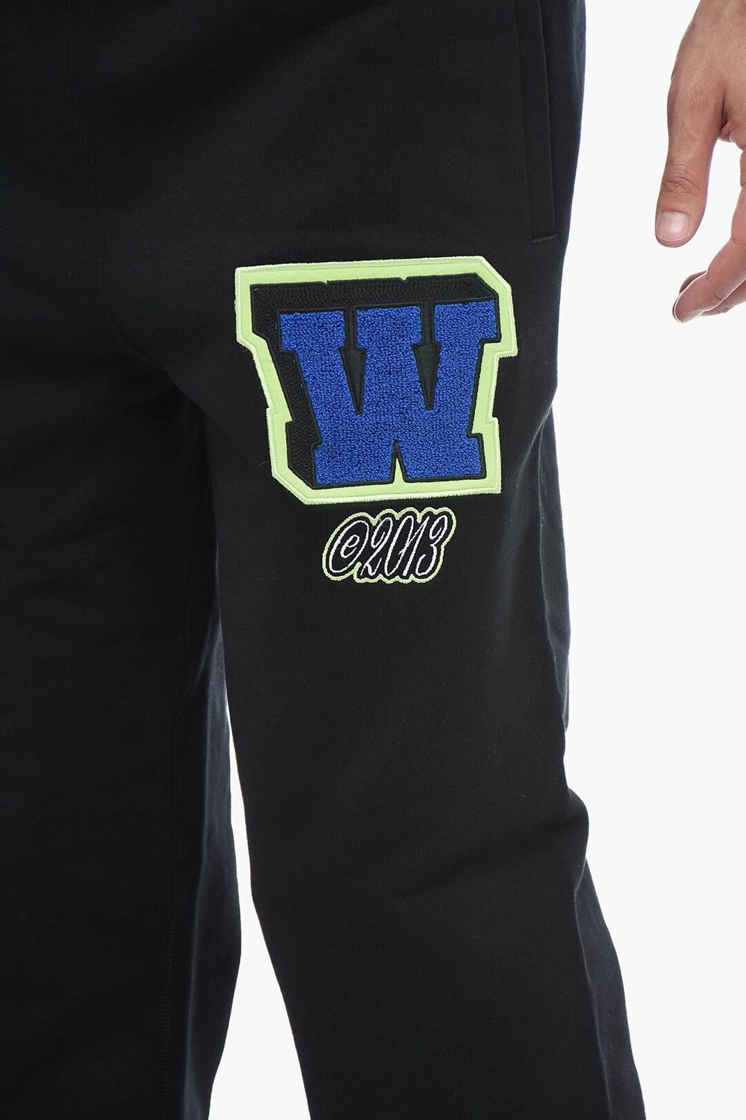 【関税＆送料込み】Off-White 'Ow' Embroidered Joggers Off-White Embroidered VARS Joggers with Patchwork men