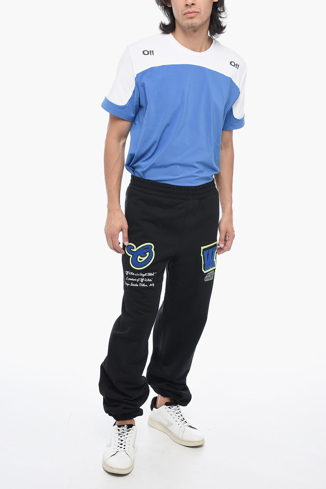 【関税&送料込み】Off-White 'Ow' Embroidered Joggers Off-White Embroidered VARS Joggers with Patchwork men