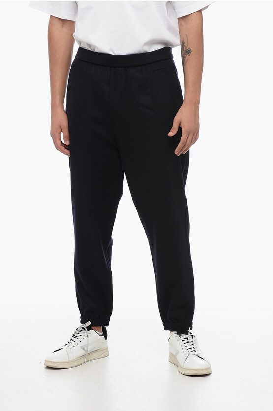 Shop Armani Collezioni Emporio Cashmere Blend Pants With Elastic Waistband