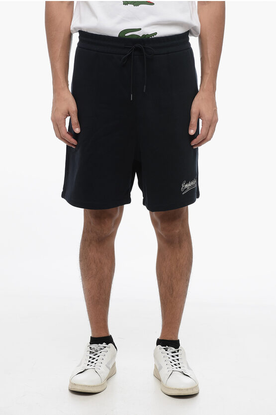 Shop Armani Collezioni Emporio Cotton Shorts With Embroidered Logo