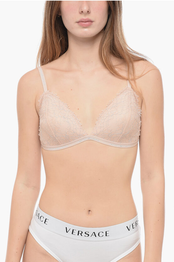 Shop Armani Collezioni Emporio Lace Triangle Bra With Lurex Trims