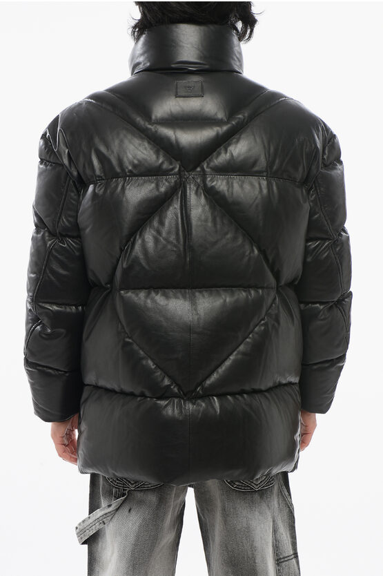 Armani EMPORIO Leather Down Jacket with Hidden Closure men