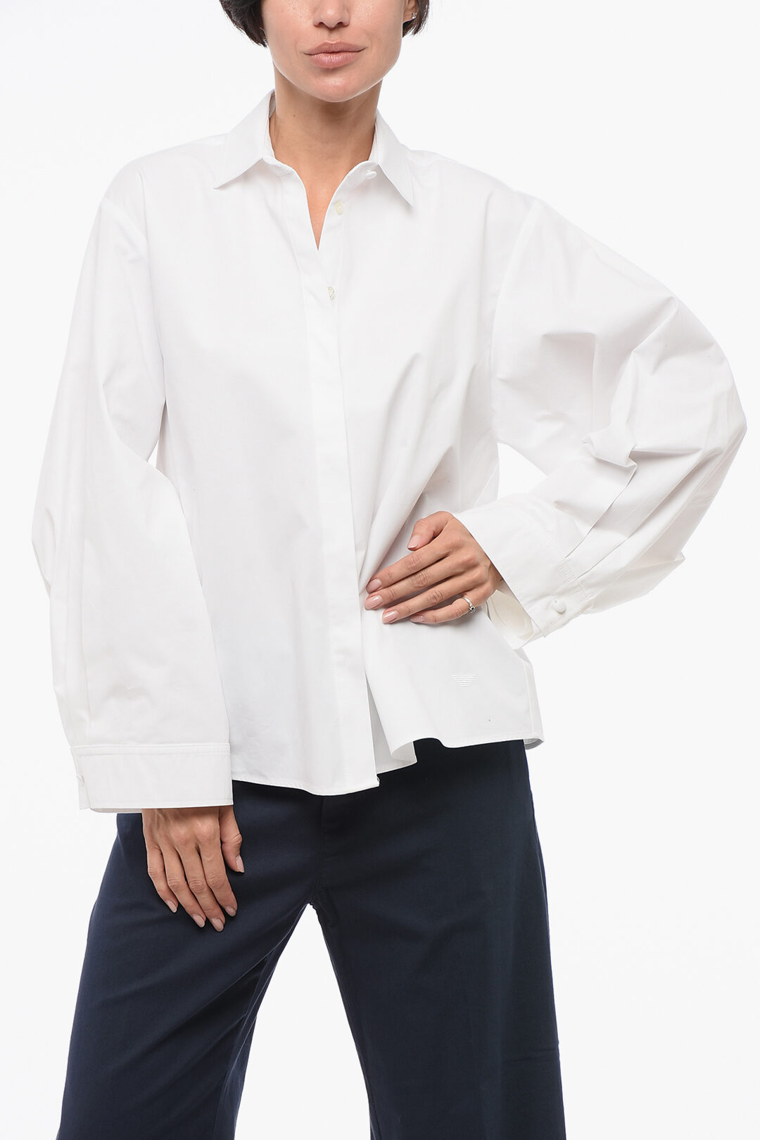 Armani EMPORIO Popeline Shirt with Maxi Sleeves women Glamood Outlet