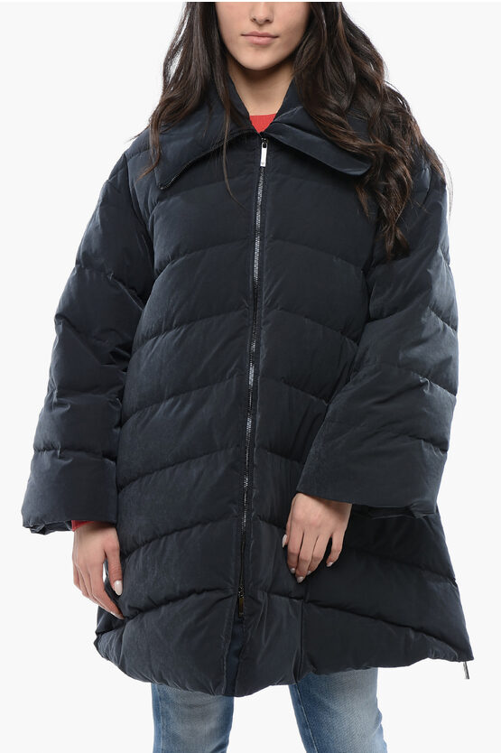 Armani Collezioni Emporio Quilted Long Down-jacket With Later Zip