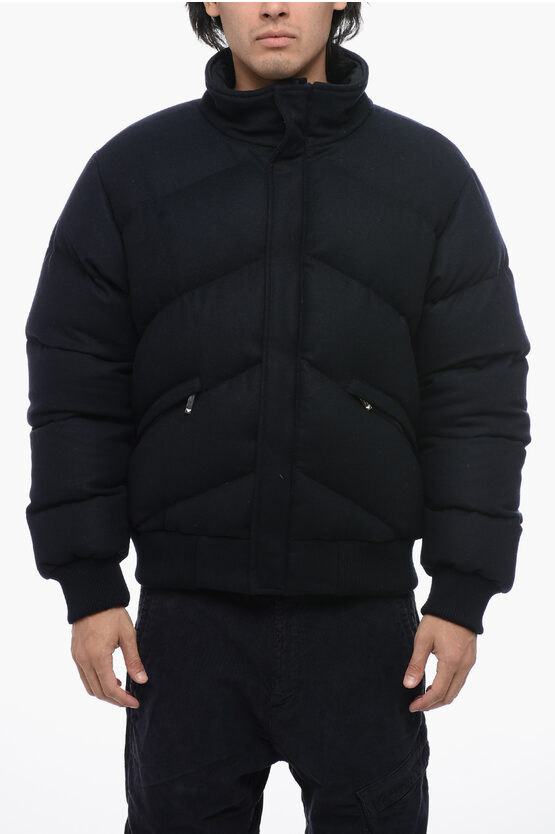 Armani Collezioni Emporio Quilted Wool Down Jacket In Black