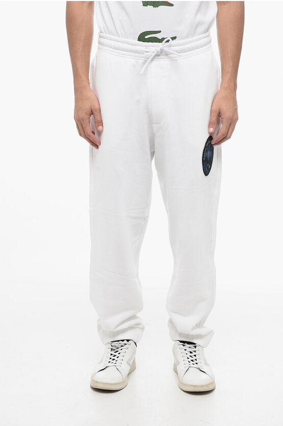 Shop Armani Collezioni Emporio Resort Cotton Sweatpants With Embroidered Patch