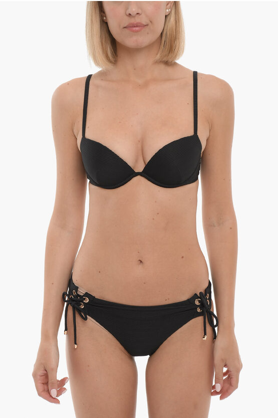 Shop Armani Collezioni Emporio Ribbed Bikini With Golden Details