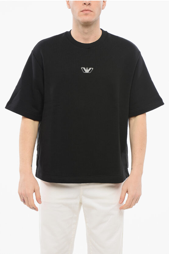 Armani Collezioni Emporio Short-sleeved Crew Neck Sweatshirt With Rubberized L