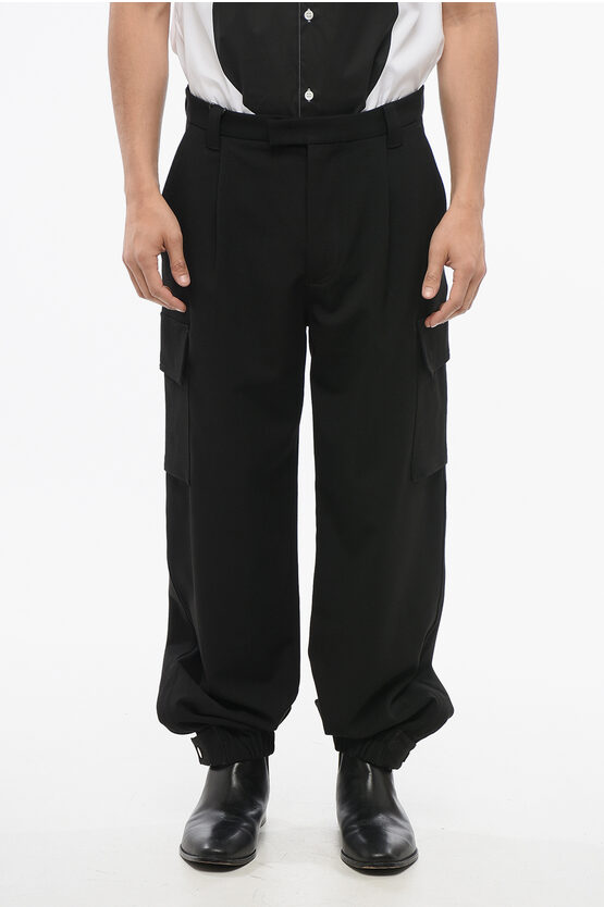Armani Collezioni Emporio Single-pleated Cargo Pants With Adjustable Cuffs In Black