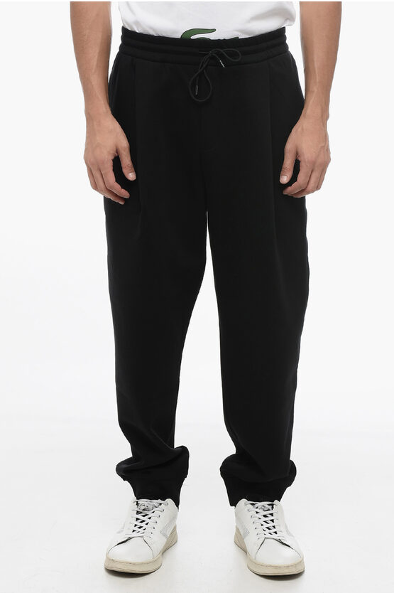 Shop Armani Collezioni Emporio Single-pleated Cotton Blend Sweatpants