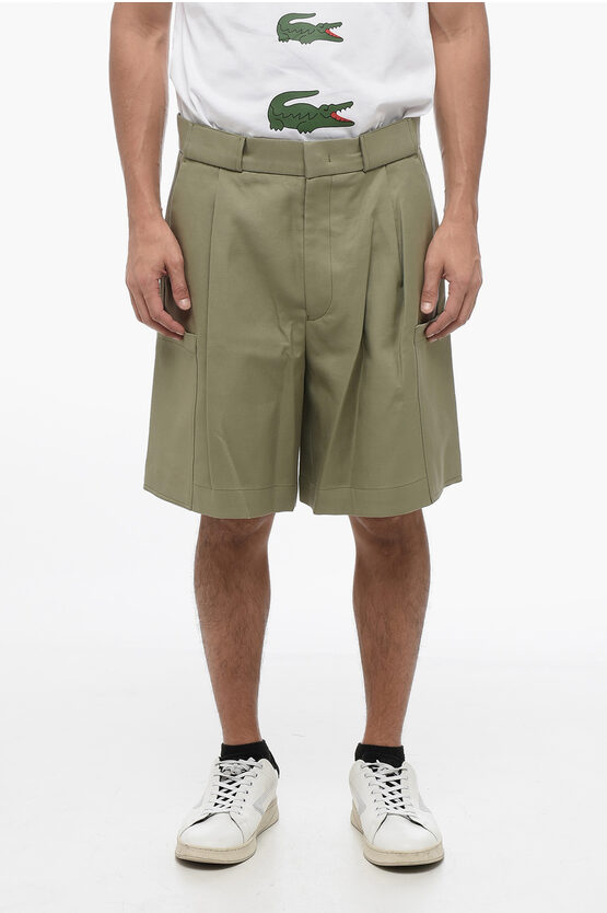 Shop Armani Collezioni Emporio Single-pleated Cotton Cargo Shorts