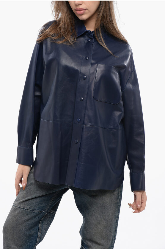 Armani Collezioni Emporio Snap Buttoned Leather Shirt