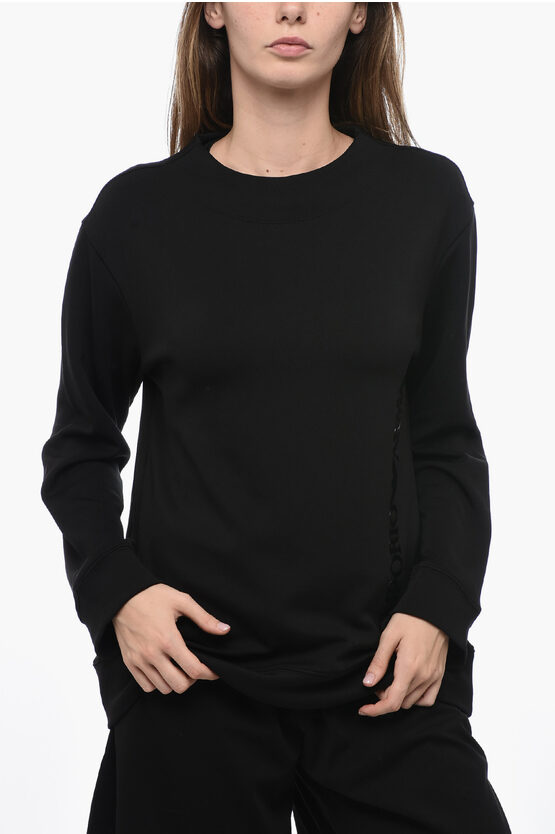 Armani Collezioni Emporio Tech Fabric Sweater With Embossed Logo In Black