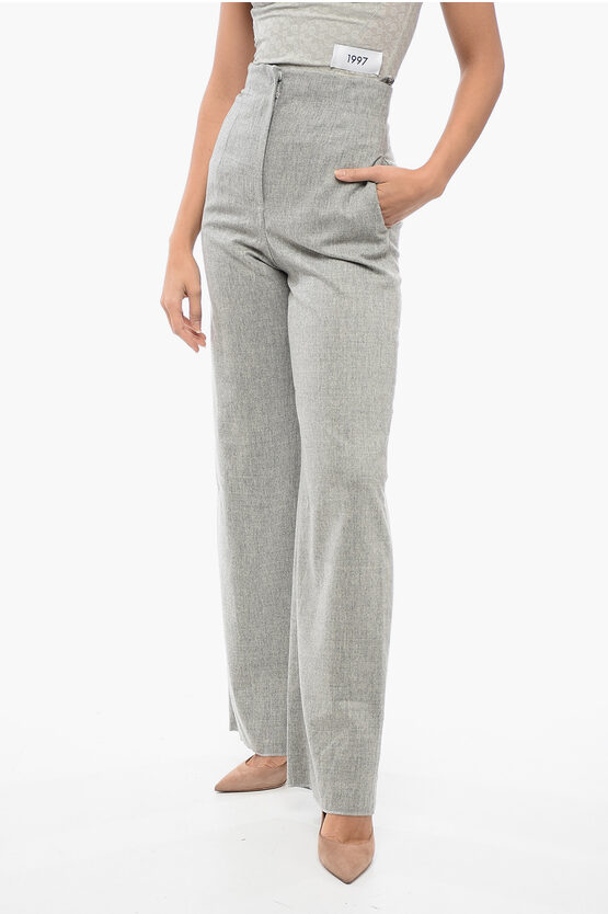 Armani Collezioni Emporio Wool Blend Palazzo Pants With Concealed Closure