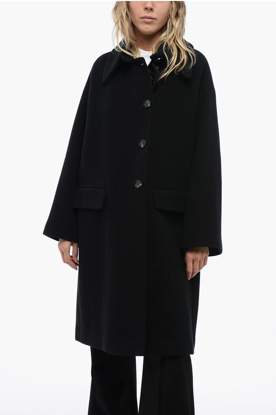 Armani Collezioni Emporio Wool Dropped- Sholuder Coat With Flared Fit