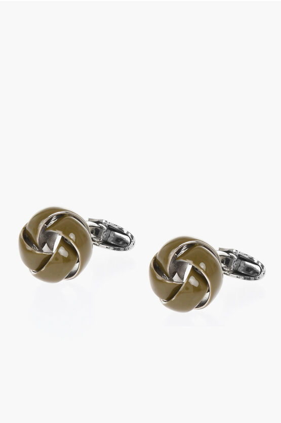 Corneliani Enameled Brass Cufflinks With Knot Design