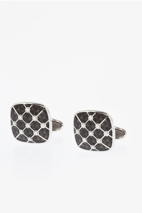 Corneliani Enameled Brass Cufflinks With Swarovskis