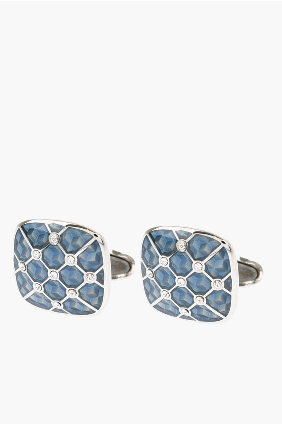Corneliani Enameled Brass Cufflinks With Swarovskis