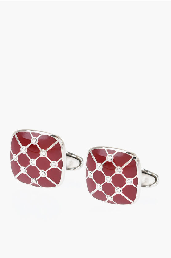 Corneliani Enameled Brass Cufflinks With Swarovskis
