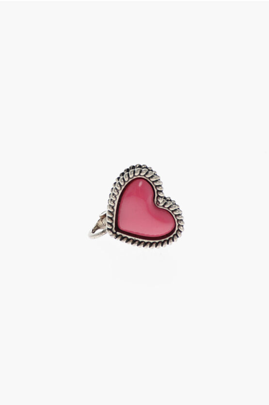 Dsquared2 Enamelled Brass Heart Single Earring In Multi
