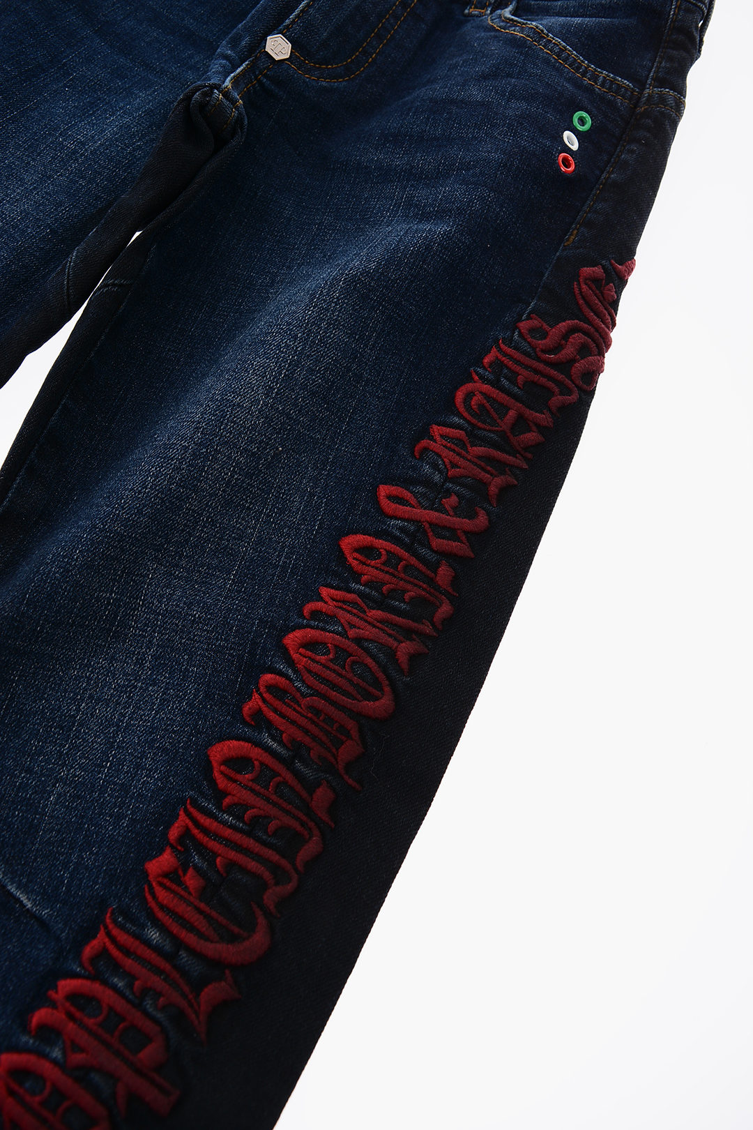 Jeans Philipp Plein DENIM MILAN CUT - Édition Limitée Rock, Taille W32, Couleur Blanche - Neuf Sans étiquettes