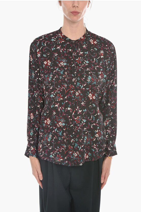 Isabel Marant Etoile Catchell Floral Patterned Shirt With Wide Sleeves In Multi