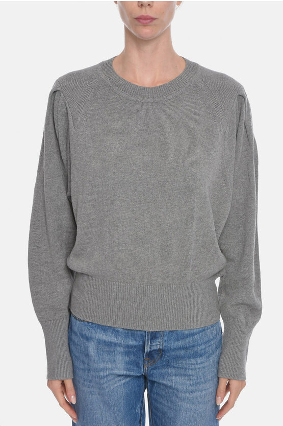 Isabel Marant Etoile Cotton-blend Charlise Crewneck Sweater With Puffed Sl In Gray