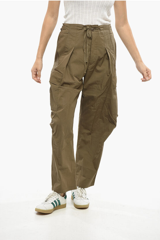 Isabel Marant Etoile Cotton Rebecca Cargo Pants With Industrial Belt In Green